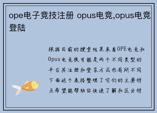 ope电子竞技注册 opus电竞,opus电竞登陆